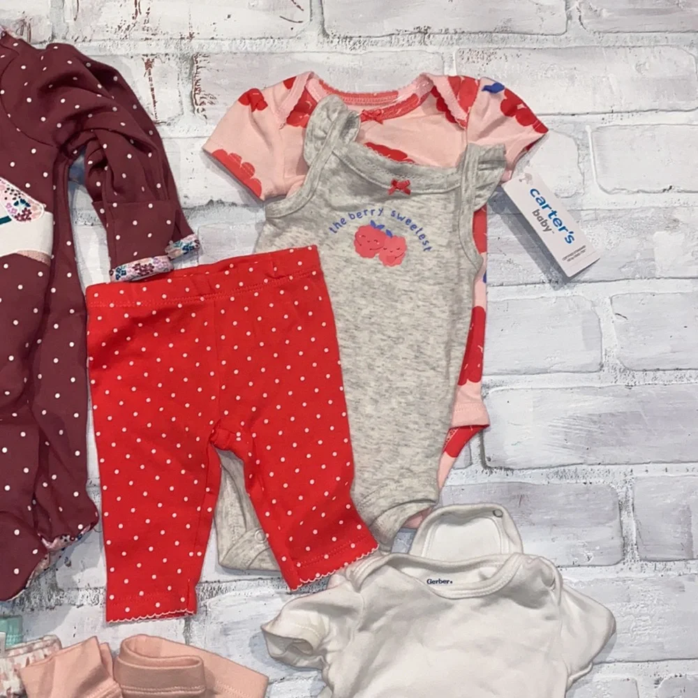 Babygirl newborn spring & summer footie pants onesie bundle!!